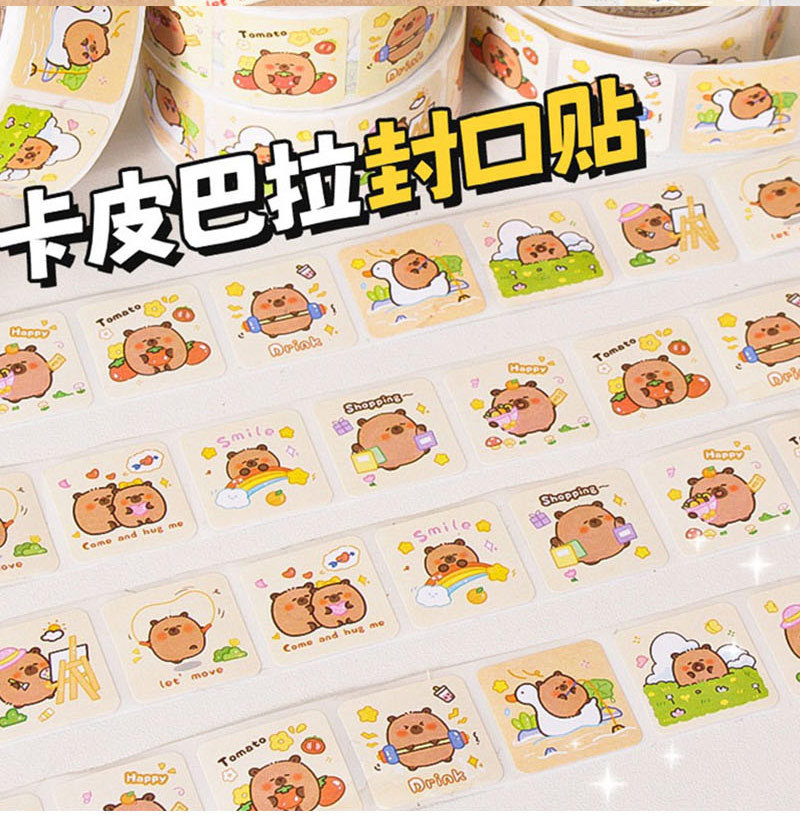 【療癒水豚】卡皮巴拉封口貼紙組 - 手帳裝飾可愛貼紙6