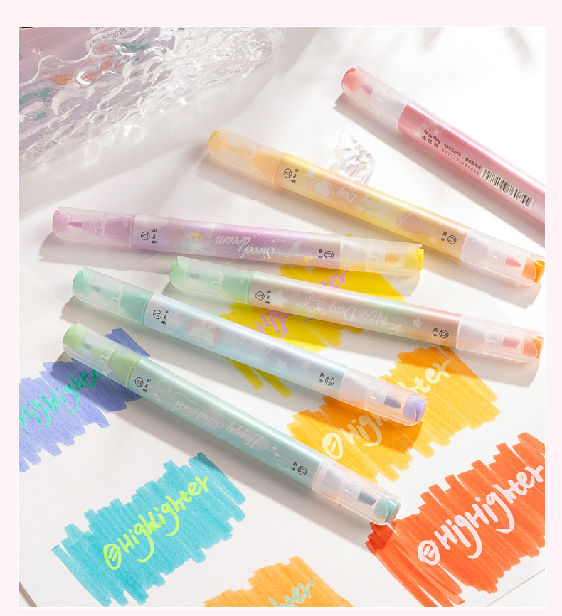 學生疊色螢光筆組 - 大容量重點筆 多巴胺色系 盒裝