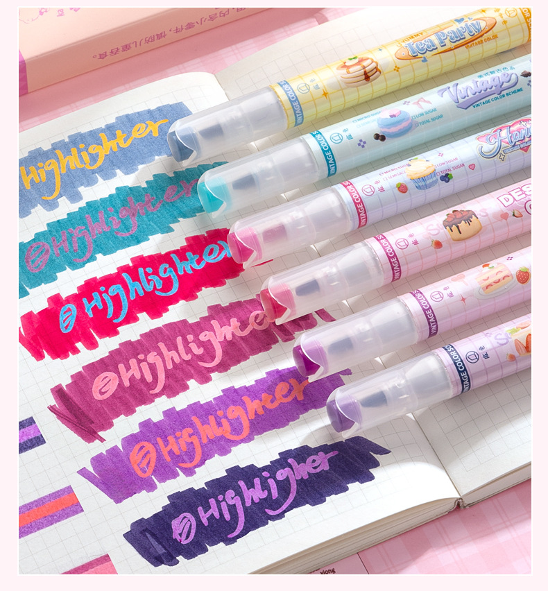 學生疊色螢光筆組 - 大容量重點筆 多巴胺色系 盒裝