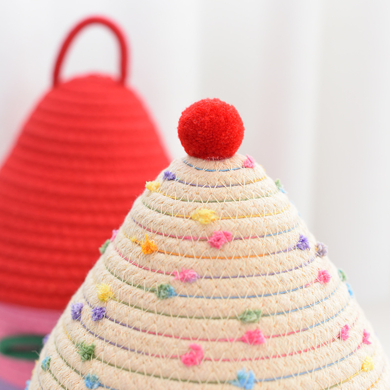 【房子造型】棉線編織收納籃 - INS風帶蓋置物筐