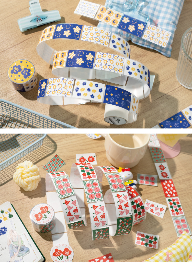 碎花裙的夏天系列 閃砂模切膠帶 鹽系手帳 diy裝飾標簽貼 手帳貼紙