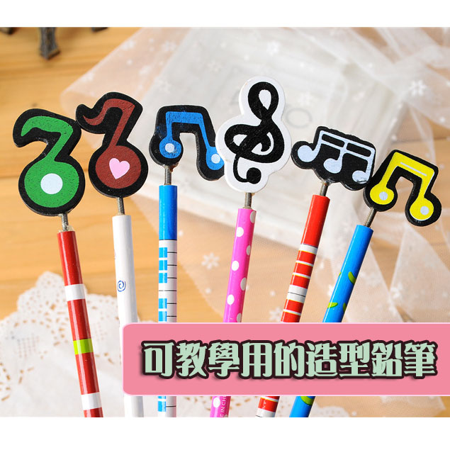(6入)音符木製鉛筆 韓國文具可愛多色1