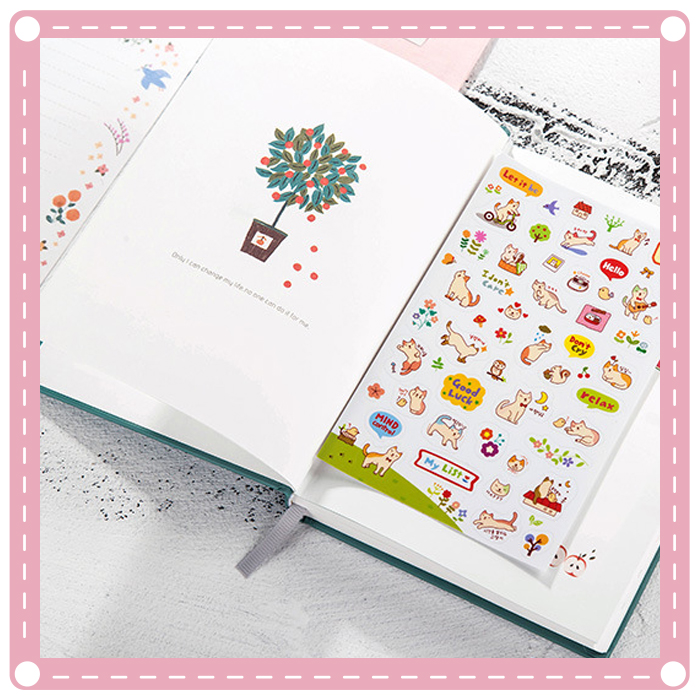 可愛貓咪 DIY卡通透明裝飾貼紙 日記 筆記本 相冊 手機裝飾貼紙 6張入2