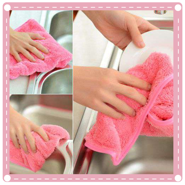 強力吸水擦手巾 不沾油廚房抹布 珊瑚絨掛式毛巾2
