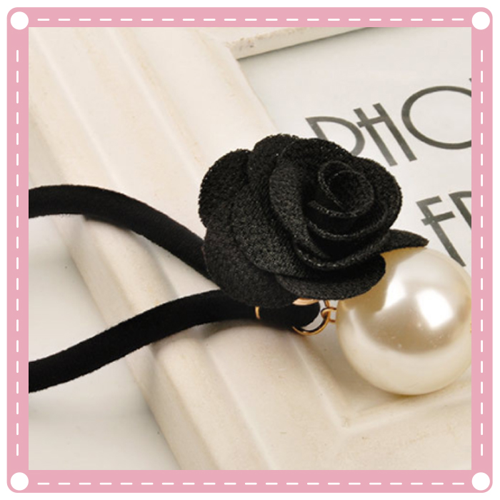(10入) 甜美珍珠玫瑰花髮束 素色質感髮飾2