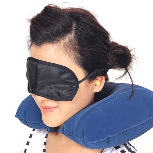 (3入)旅遊三寶 遮光 眼罩 +U枕 護頸枕 充氣枕 + 防噪 耳塞1