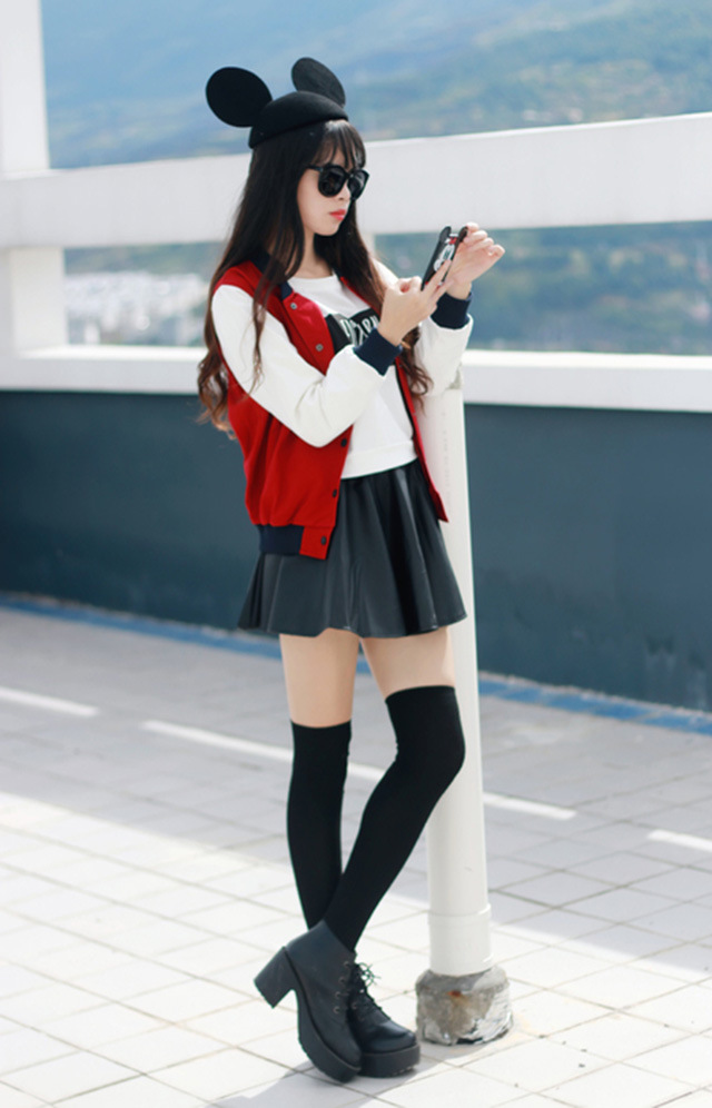 學生過膝襪 秋冬日系 純色條紋女長筒襪 美腿高筒襪4