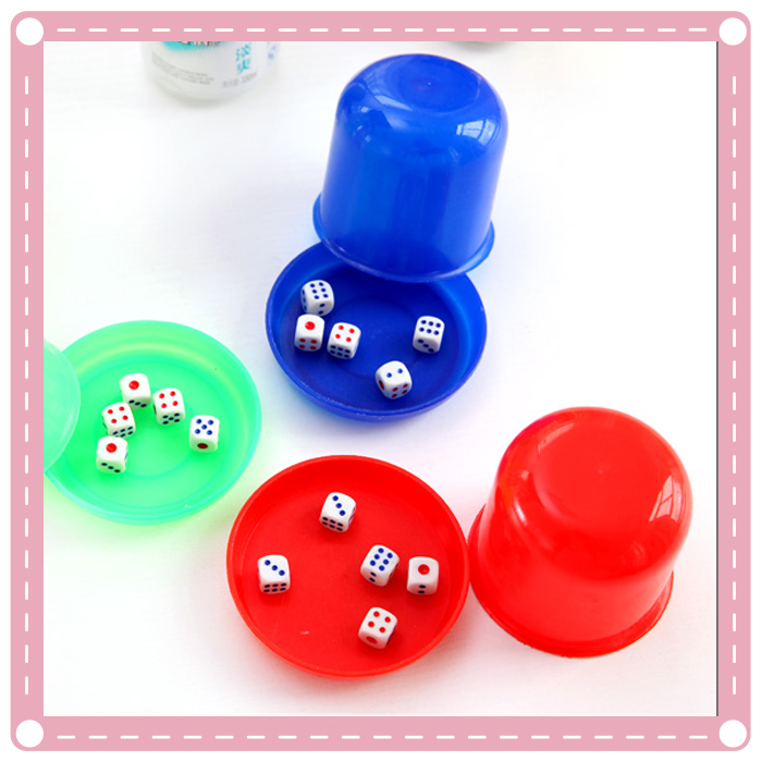 組合圓形彩色骰盅 帶5顆骰子2
