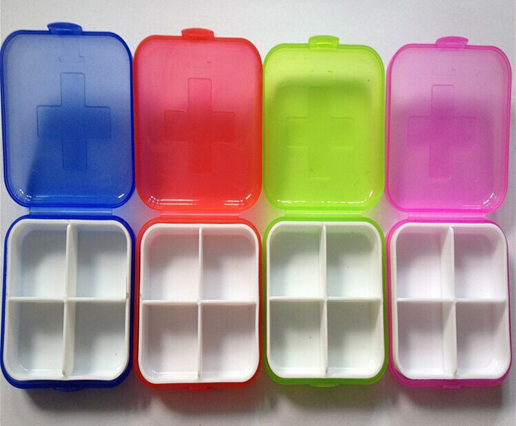 小藥盒 十字四格密封塑膠小藥盒0
