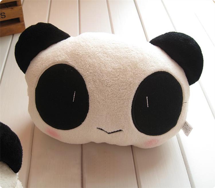 (3入) 可愛卡通熊貓毛絨車用護頸枕 靠墊 抱枕2