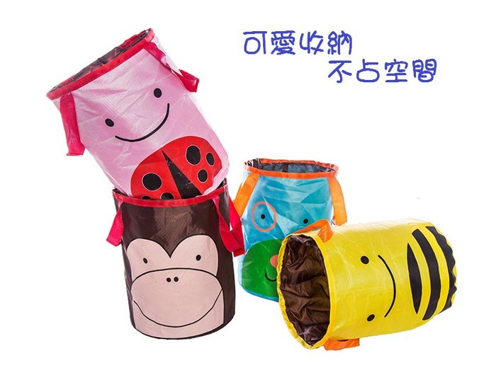 汽車 魔鬼氈 可折疊 收納籃 垃圾桶 置物籃 玩具桶 防水 動物 猴子 瓢蟲 蜜蜂 小狗0