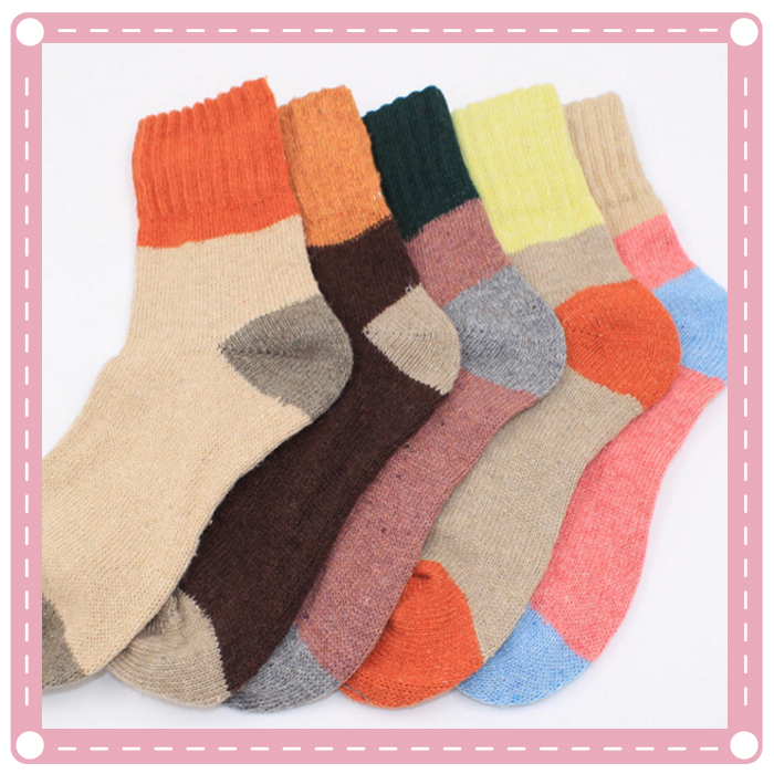 (10入)撞色保暖襪 糖果色加厚兔羊毛女襪1