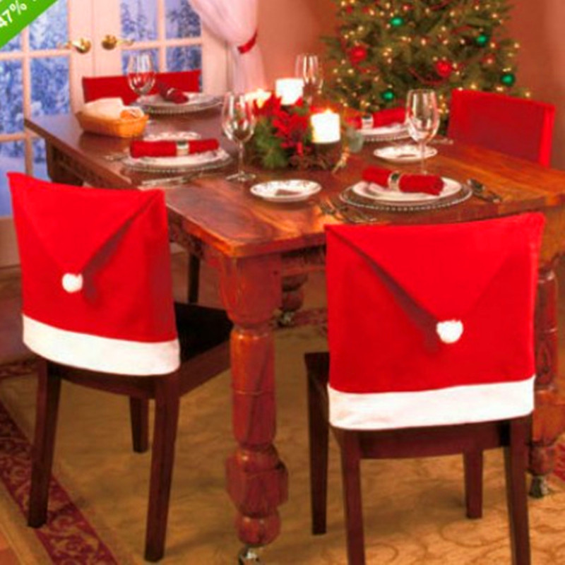 (10入)創意聖誕椅套 聖誕裝飾品 派對必備 聖誕帽造型椅套1