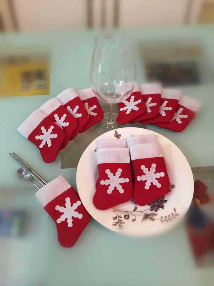 (12入)迷你小襪子 聖誕餐具套 刀叉套 聖誕裝飾品7