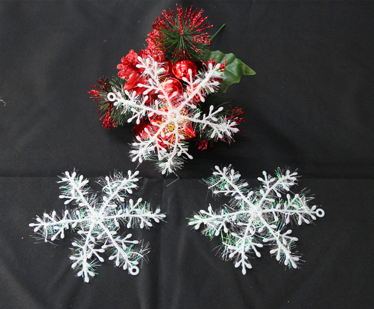 (10入)聖誕裝飾品 三片裝 15cm塑料雪花片 墻壁裝飾品 飯店聖誕布置0