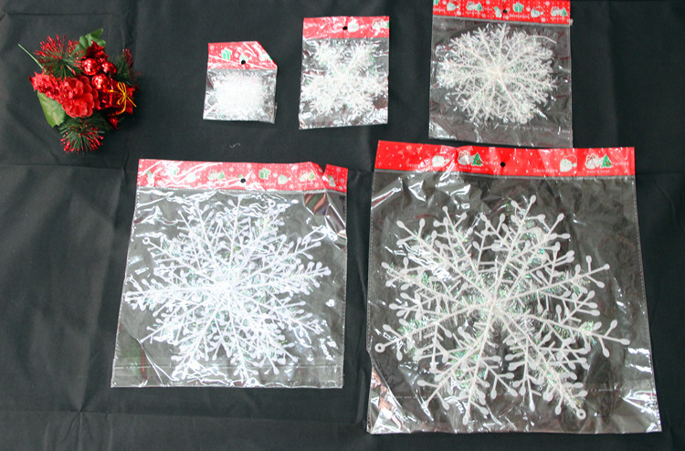 (10入)聖誕裝飾品 三片裝 15cm塑料雪花片 墻壁裝飾品 飯店聖誕布置1