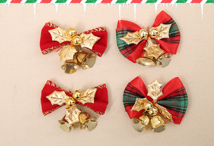 (6入)聖誕裝飾品 聖誕蝴蝶結帶鈴鐺 聖誕禮品裝飾 聖誕樹花環裝飾配件5