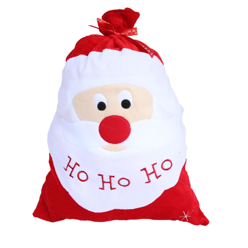 (2入)聖誕金絲絨刺繡禮物袋 大號聖誕老人禮品袋 聖誕老人禮物袋0