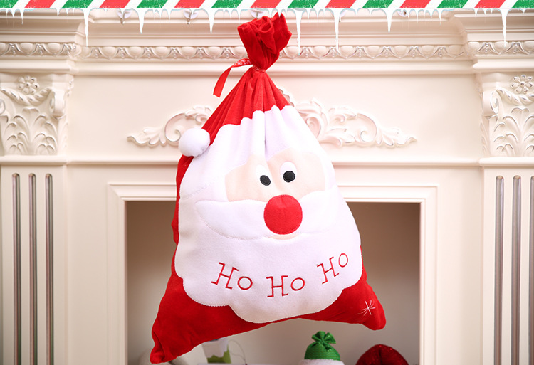(2入)聖誕金絲絨刺繡禮物袋 大號聖誕老人禮品袋 聖誕老人禮物袋5