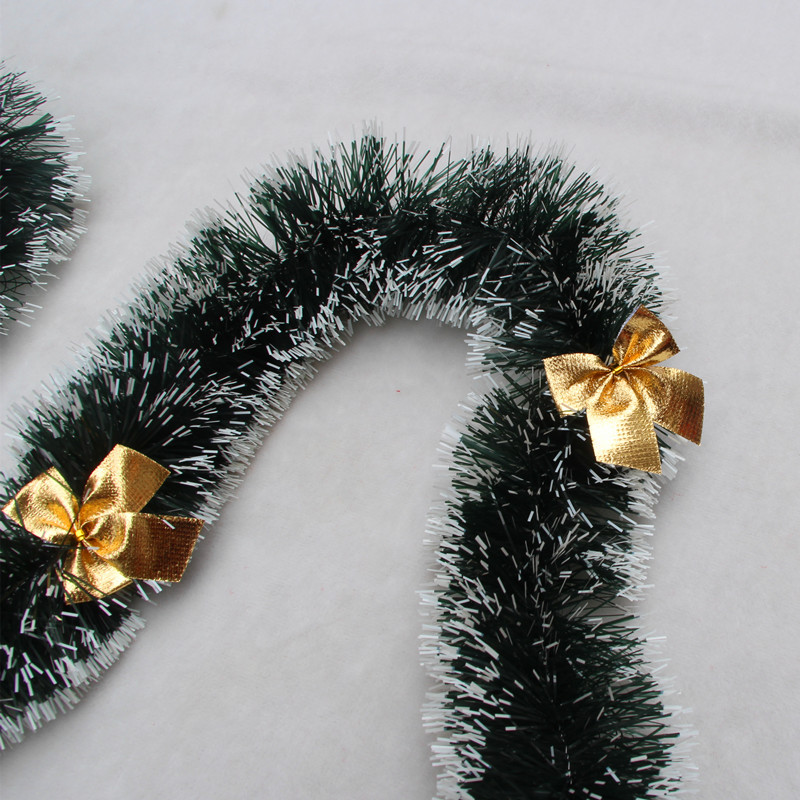 (10入)聖誕樹裝飾品 聖誕裝飾 聖誕彩條 聖誕毛條 墨綠白邊加蝴蝶結9