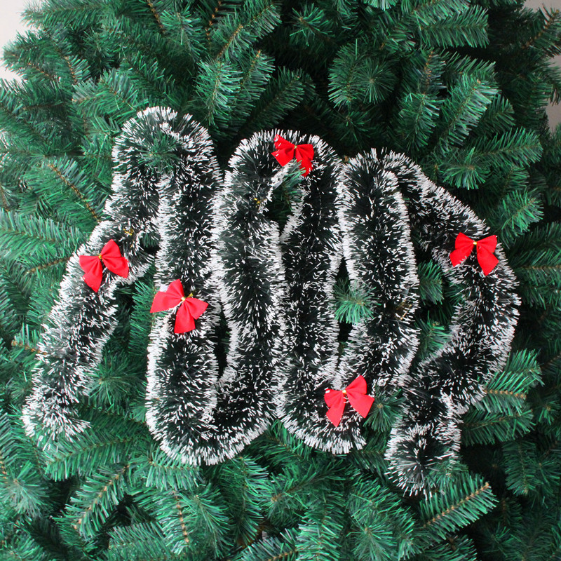 (10入)聖誕樹裝飾品 聖誕裝飾 聖誕彩條 聖誕毛條 墨綠白邊加蝴蝶結6