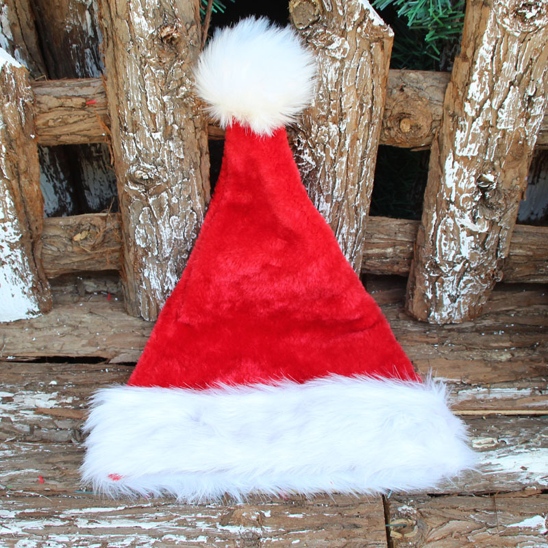 (4入)聖誕裝飾品 高檔聖誕帽 聖誕帽 聖誕派對用品 聖誕長毛絨邊帽9