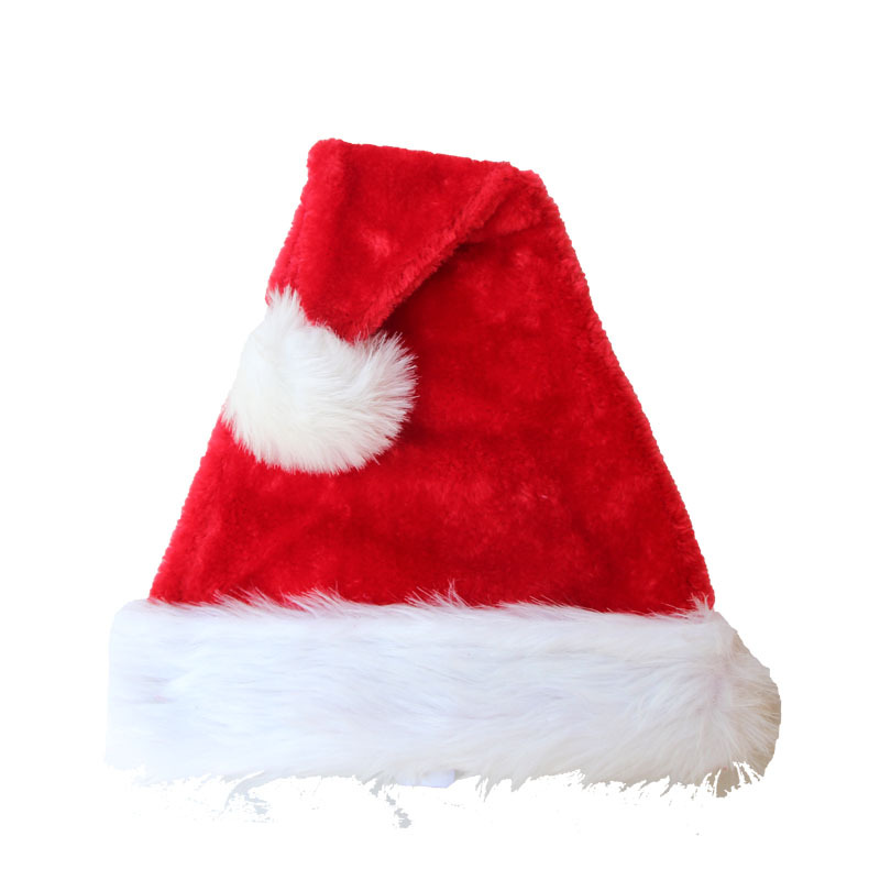 (4入)聖誕裝飾品 高檔聖誕帽 聖誕帽 聖誕派對用品 聖誕長毛絨邊帽1