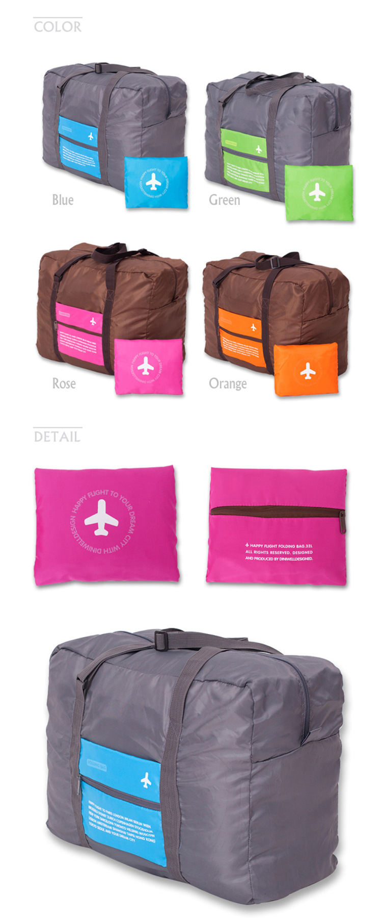 (2入)旅行收納包 飛機包 可折疊收納袋 防水旅行袋  單肩行李袋 行李包 32L 肩背旅行袋1