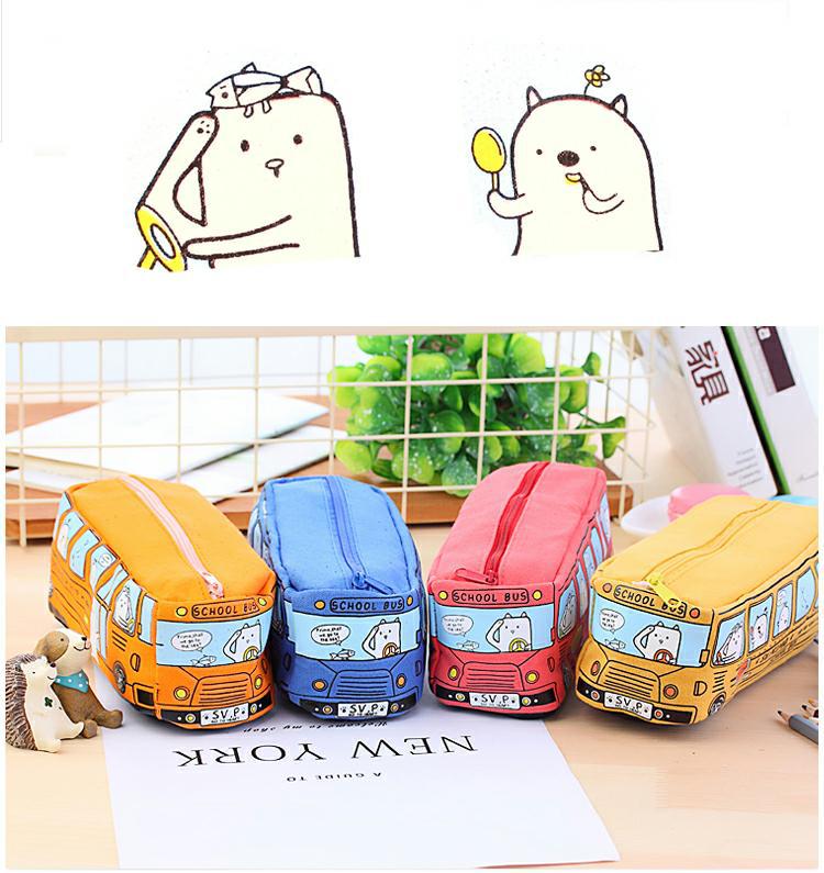創意學生文具小動物巴士筆袋 鉛筆盒 帆布文具袋3