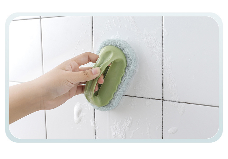 (3入)創意衛浴帶把手浴缸刷 加厚海綿刷 除垢刷 廚房浴室瓷磚清潔刷8