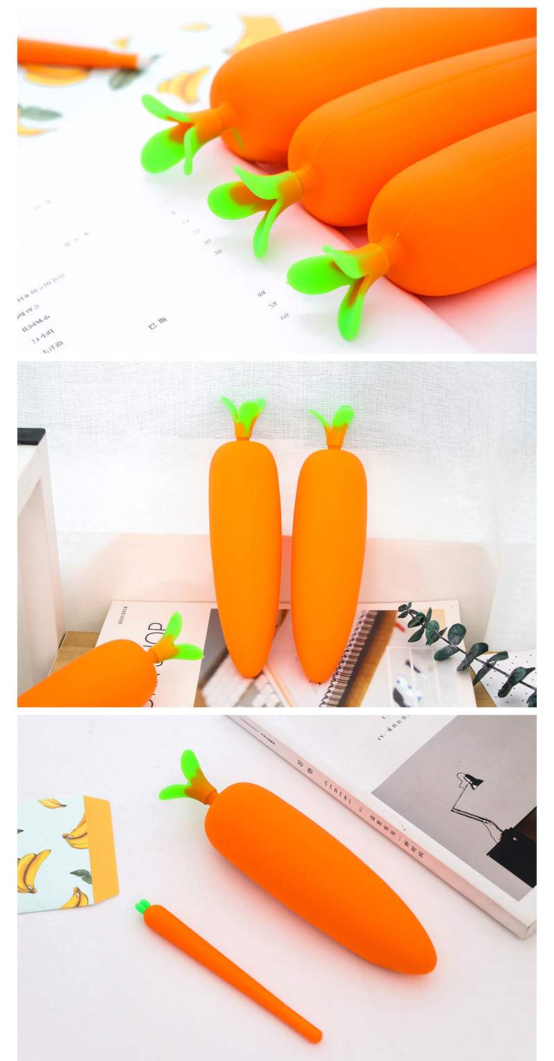 創意紅蘿蔔筆袋 學生大容量鉛筆盒 可愛矽膠筆袋2