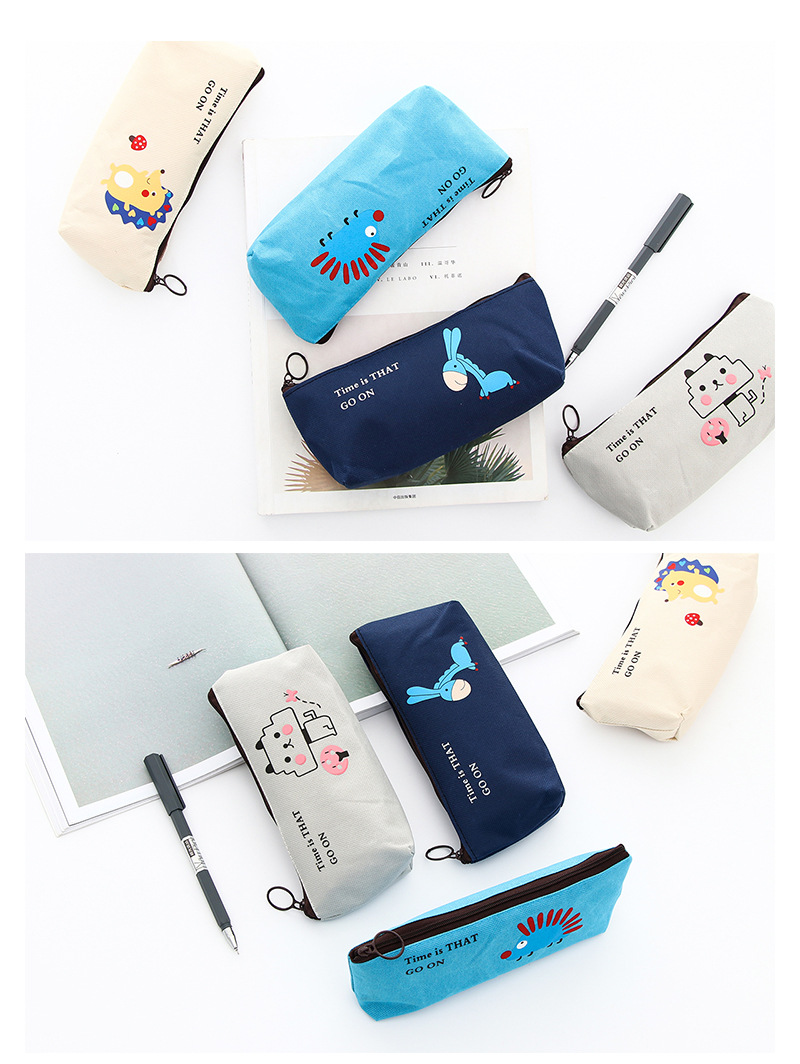 創意可愛簡約動物帆布筆袋 大容量文具袋 鉛筆盒3