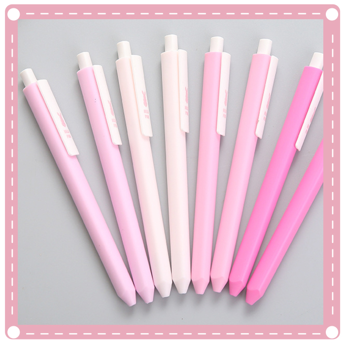 (10入)簡約粉色按壓式中性筆 磨砂材質可愛粉色原子筆 0.38圓珠筆 辦公必備文具 黑筆3