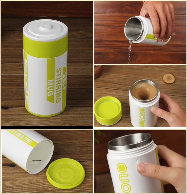  創意懶人電動攪拌杯 電池造型自動攪拌咖啡杯 304不鏽鋼攪拌杯3