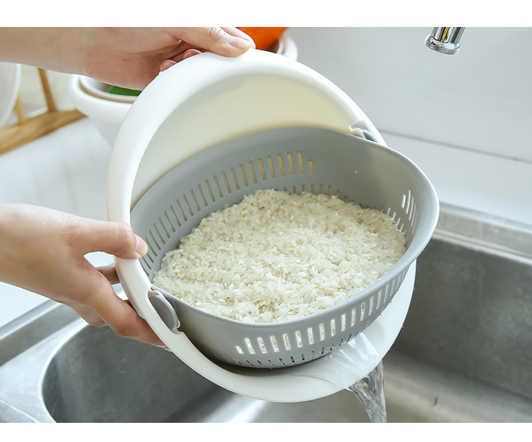 創意雙層塑膠瀝水籃 廚房必備多用途濾水籃 洗米洗菜洗水果必備4