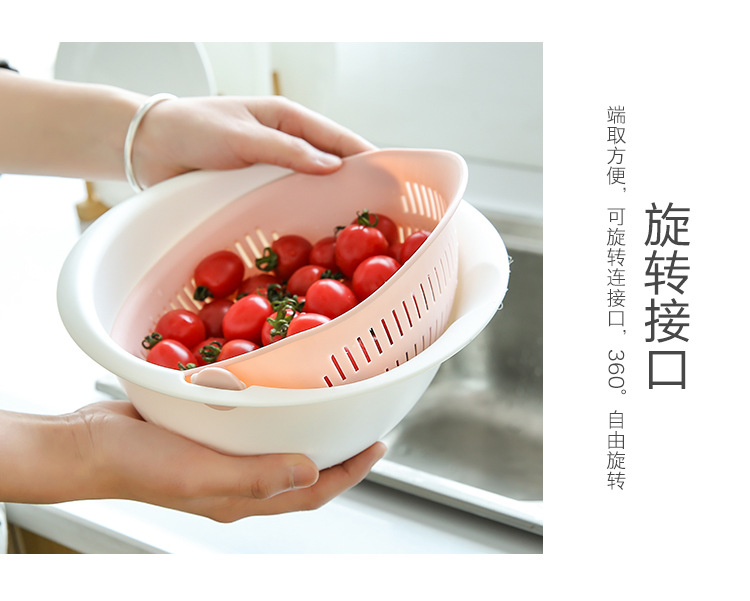 創意雙層塑膠瀝水籃 廚房必備多用途濾水籃 洗米洗菜洗水果必備5