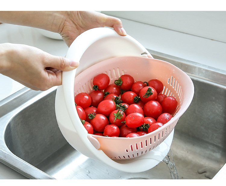 創意雙層塑膠瀝水籃 廚房必備多用途濾水籃 洗米洗菜洗水果必備6