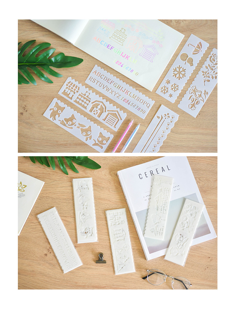 創意鏤空繪畫圖案模板 DIY手帳配件 創意花邊圖案8