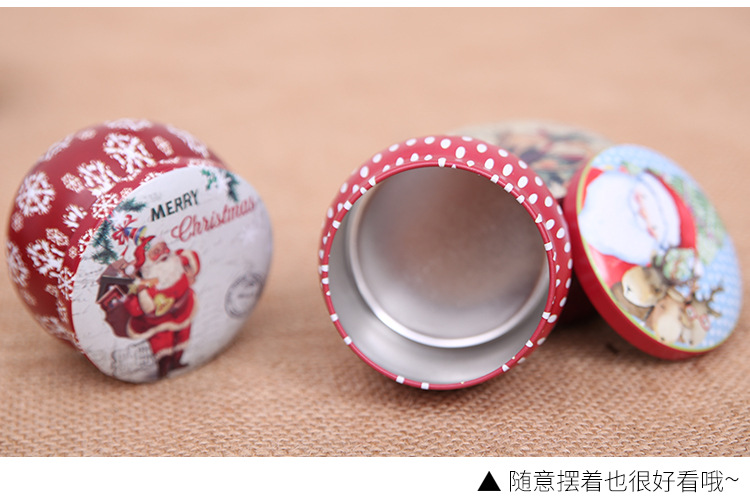 聖誕節必備 聖誕馬口鐵盒 球狀糖果盒 聖誕裝飾用品9