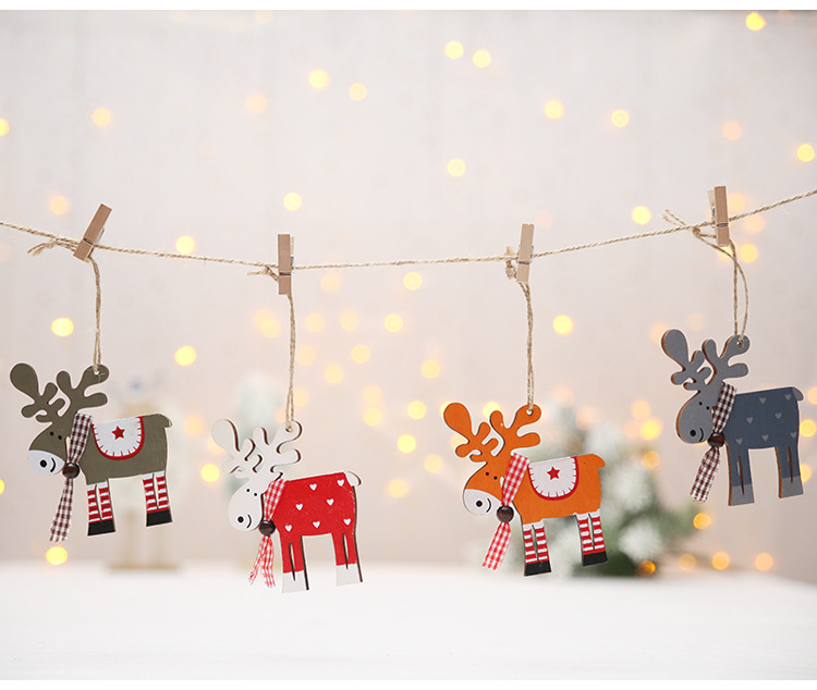 聖誕節必備 聖誕樹木質吊飾 可愛麋鹿聖誕樹吊飾 聖誕裝飾用品5