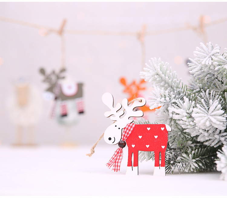 聖誕節必備 聖誕樹木質吊飾 可愛麋鹿聖誕樹吊飾 聖誕裝飾用品6