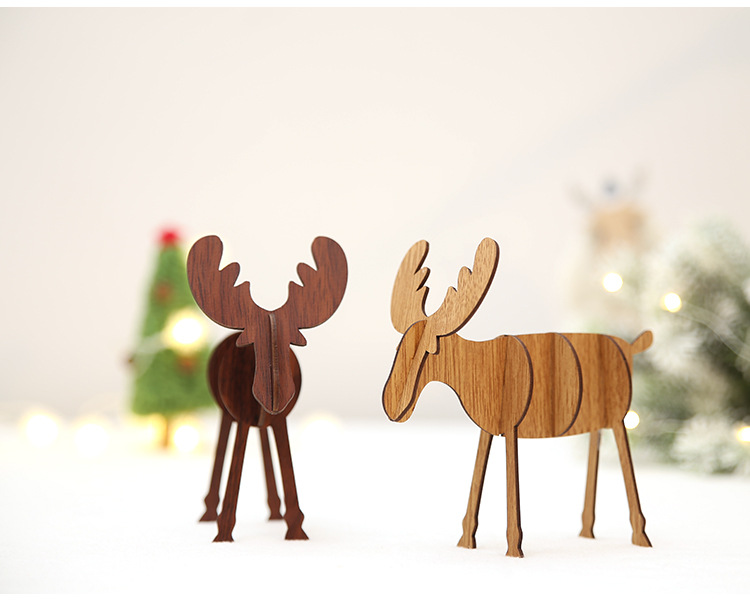 聖誕節必備 DIY木質麋鹿桌面裝飾 居家裝飾必備 裝飾用品5