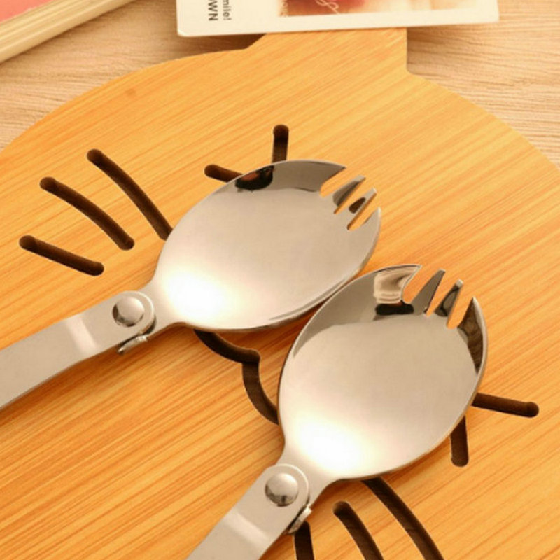 創意折疊餐具湯匙 304不銹鋼折疊勺叉 方便攜帶餐具組0