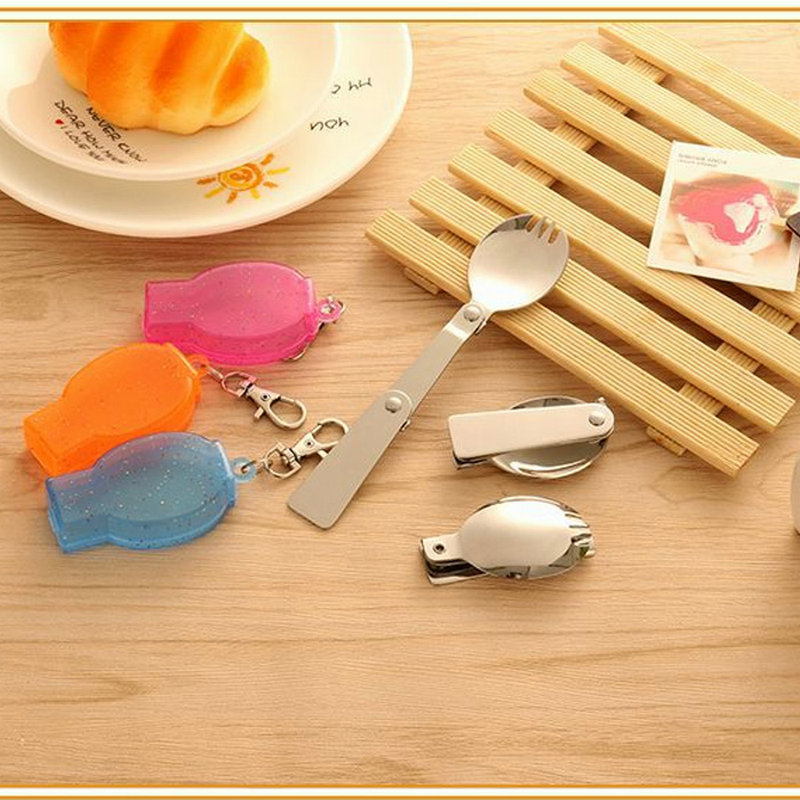 創意折疊餐具湯匙 304不銹鋼折疊勺叉 方便攜帶餐具組5