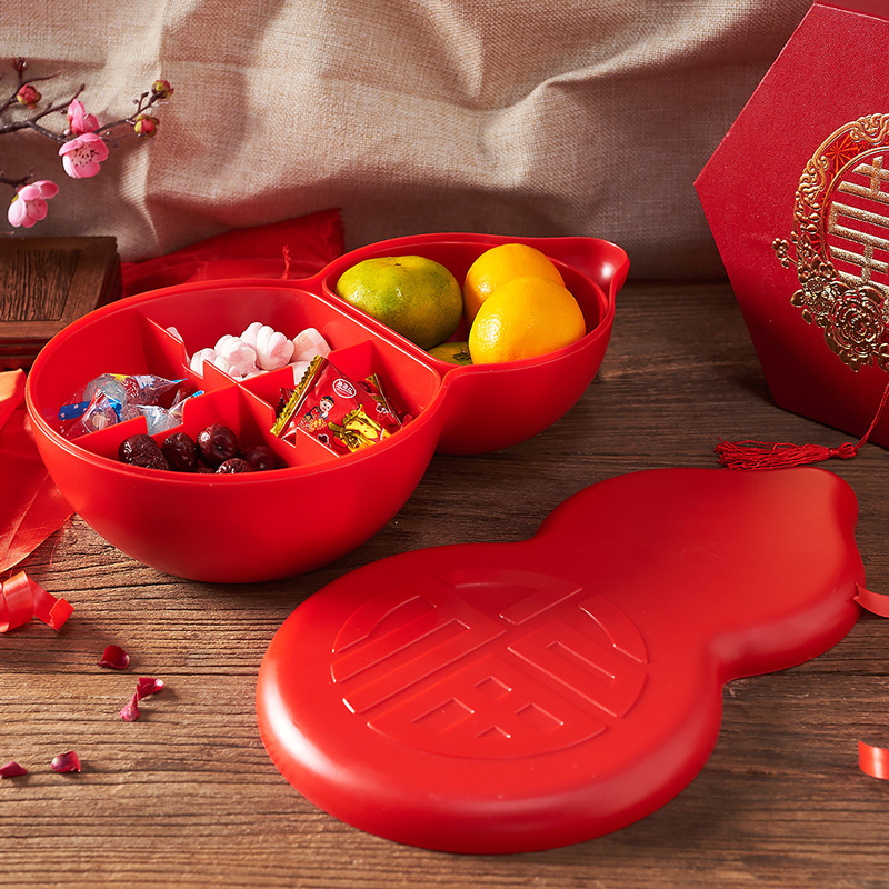 葫蘆造型糖果盒 創意過年必備分隔帶蓋糖果盒 水果盤 新年必備2
