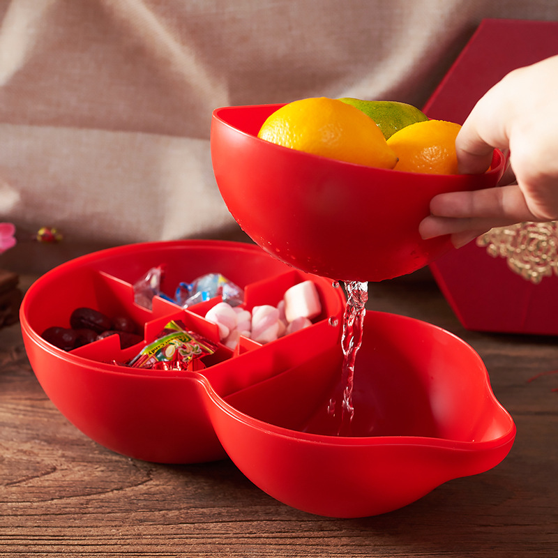 葫蘆造型糖果盒 創意過年必備分隔帶蓋糖果盒 水果盤 新年必備7