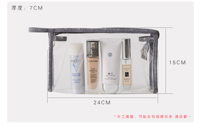 小皇冠PVC透明化妝包三件組 旅行必備化妝品洗漱用品收納包5