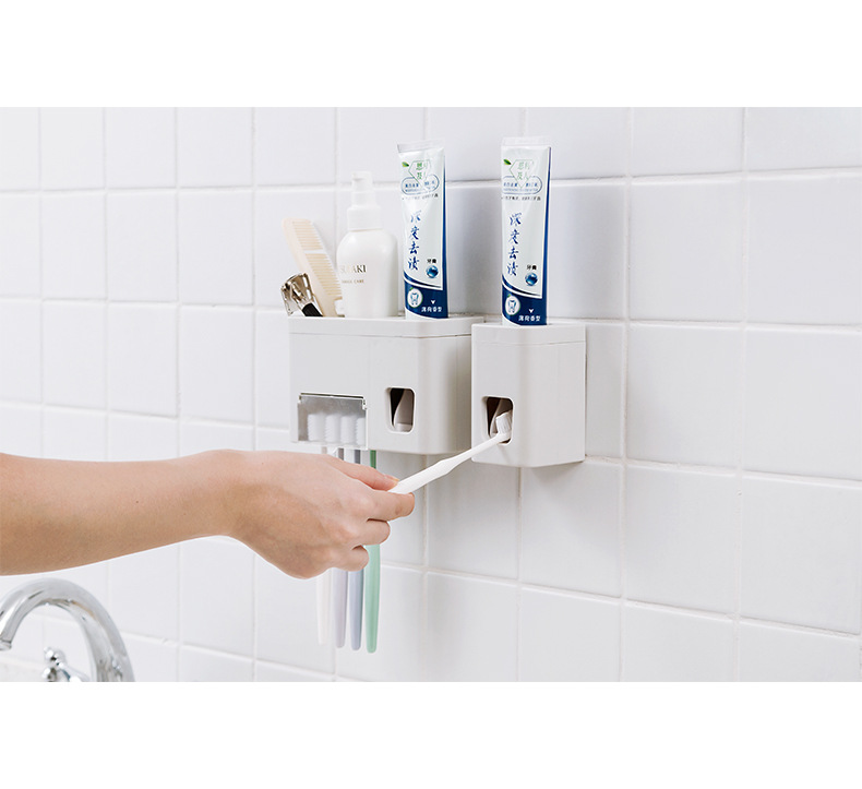 無痕壁掛式擠牙膏器 洗漱用品置物架 自動擠牙膏 浴室必備2
