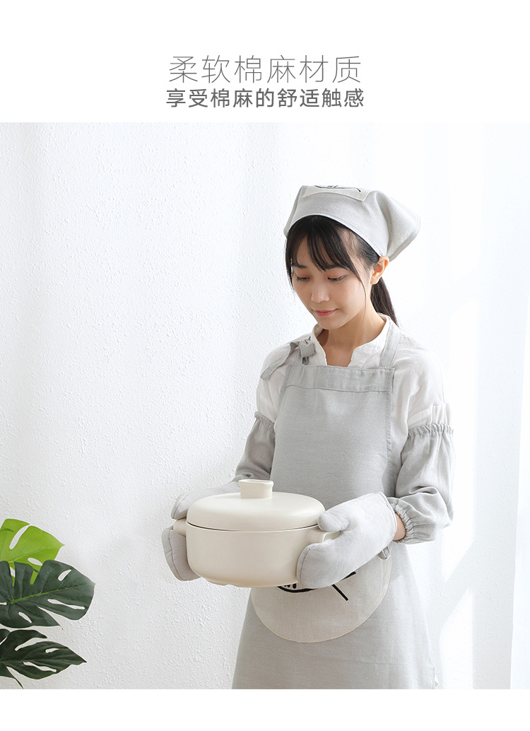 棉麻素色三角頭巾 廚房必備日式頭巾 廚房房油煙頭巾5