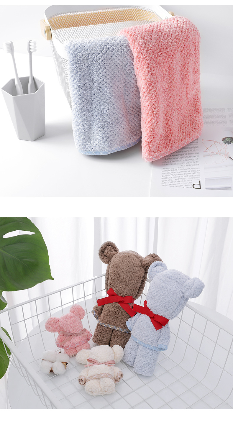 創意小熊造型毛巾 珊瑚絨吸水毛巾 造型毛巾10